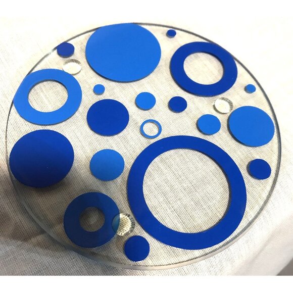 Glass Coasters 4 Blue & 4 Green Dot Design 3 3/4 Inch Set of 8 New - Picture 5 of 11